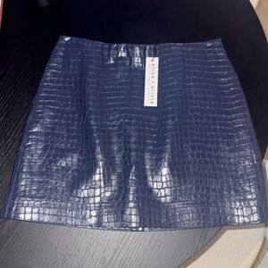 Blue leather croc skirt